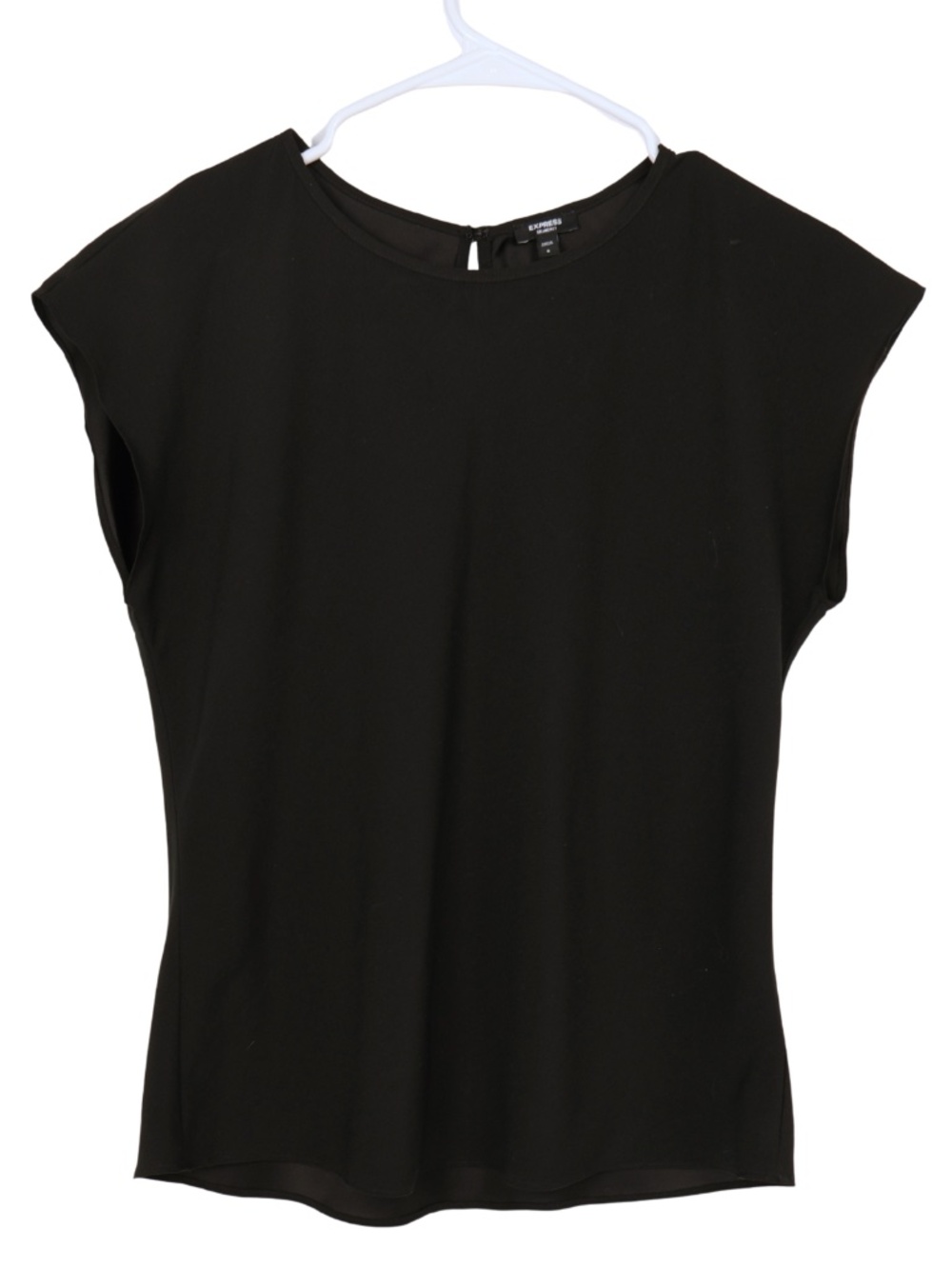Express Womens Small Black Cap Sleeve Blouse Crew Neck Career Workwear Top